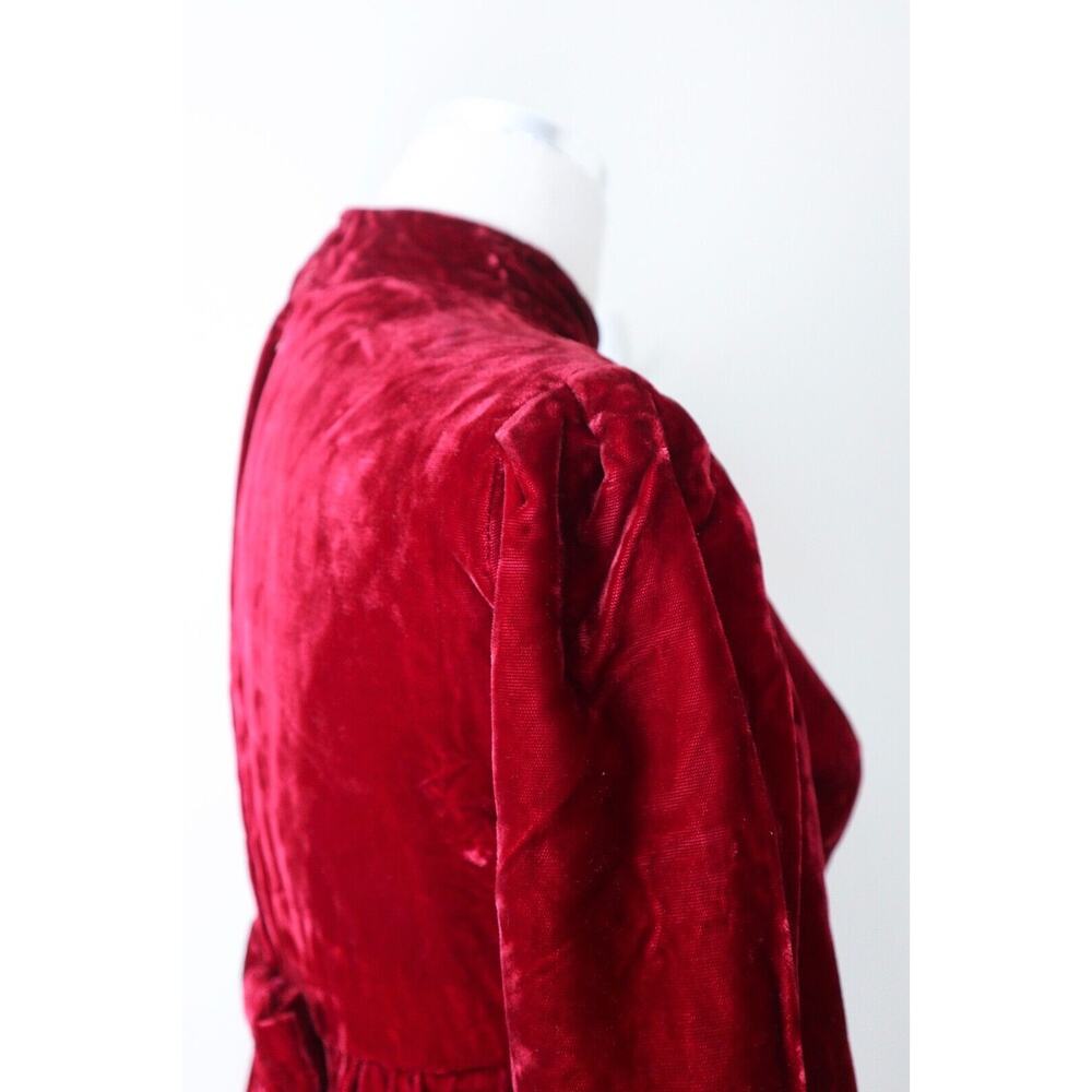 Vintage 1960s Emma Domb Victorian Revival Velvet Maxi Dress Red Lace Ruffle - Picture 10 of 12